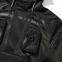 Veste tactique surdimensionnée coupe-vent streetwear couleur unie polyester nylon vêtements d'extérieur d'hiver pour homme à capuche