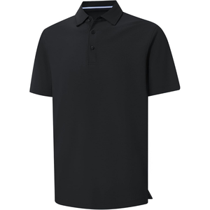 Polo pour homme noir à col boutonné, ourlet fendu, manches courtes, décontracté, professionnel, respirant, pour le golf - Product Image 1