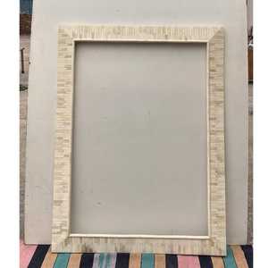 Premium Art Deco Wall <b>Mirror</b> Engineered MDF Base Intricate Bone Inlay Durable Resin Textured Surface Elegant Wooden Frame Finish - Product Image 1