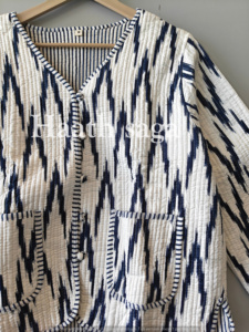 Floral Print Cotton Quilted <b>Jacket</b> - Hand Block Printed <b>Jacket</b> <b>For</b> <b>Women</b> - Product Image 6