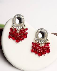 Pendientes de lujo con cuentas en rosa pastel Rani, hechos a mano, de aleación de zinc, tono dorado tradicional, para bodas, estilo étnico Bollywood. - Product Image 1