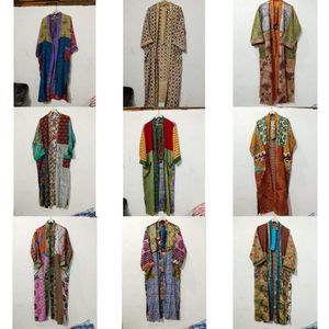 Robe de nuit kimono de luxe 100 % soie indienne pour femme, douce, confortable, élégante, style japonais, florale, col en V, avec cordon de serrage, haute qualité - Product Image 1