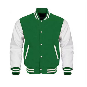 Cow Hide Leather Sleeves Genuine Wool Body Letterman baseball Jacket <b>Covered</b> <b>Button</b> Closure Comfortable jacket for men - Product Image 1