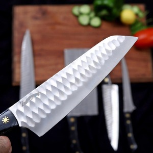 Juego de 5 Cuchillos de Acero de Damasco con Mangos Negros y Estrellas Doradas, Cuchillos de Cocina de Hoja Recta - Product Image 6