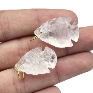 Colgante de Cuarzo Transparente Natural con Forma de Pez, Amuleto de Cristal en Forma de Gota, Anillo Chapado en Oro, Joyería Minimalista Boho con Piedras Preciosas, Regalo para Mujer - Product Image 4