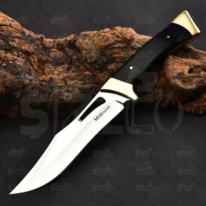 Cuchillo Bowie de Supervivencia Hecho a Mano, Hoja de Acero D2, Mango de Micarta Negra, 58-60HRC, Alto Pulido, Funda de Cuero, OEM, El Mejor Regalo para Él - Product Image 4