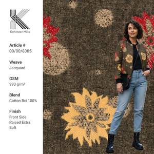 Tissu Jacquard 100% Coton 390 g/m² Coton BCI Tissé Doux et Texturé Écologique Tissu Lourd pour Vêtements (Vestes et Manteaux) - Product Image 1