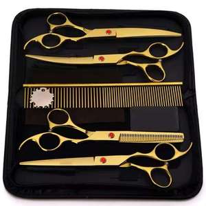 Black Gold Professional Barber Scissors Set Salon Haircut Thinning Stainless Steel Sharp Right-Handed Ceramic <b>Razor</b> <b>Comb</b> Kit - Product Image 4