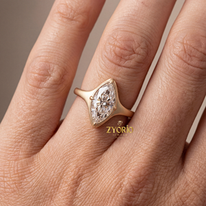 Bague de Mariage Romantique Solitaire Marquise en Diamant de Laboratoire, Monture à Griffes, Style Vintage, Idéale pour les Demandes en Mariage, Cadeau de Fête - Product Image 3
