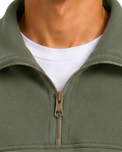 Green <b>Men</b> Oversized Quarter Zip Sweatshirt <b>Pullover</b> Fleece Cotton Polyester Casual Winter Sweatshirt With Stand Collar Zip Neck - Product Image 5