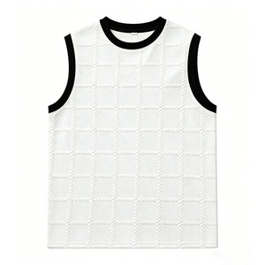 เสื้อกล้ามผู้ชายแบบใหม่ปี 2026 ลายถักแบบเคเบิ้ล แต่งขอบสีดำ คอกลม ทรงหลวม ใส่สบายๆ สำหรับฤดูร้อน สไตล์ลำลองแนวสตรีท - Product Image 4