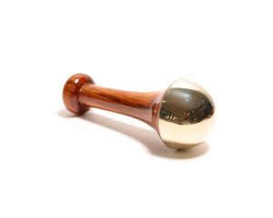 Polished Kansa <b>Wand</b> with Wooden Handle and Gold-Plated Metal Heads for Body <b>Massage</b> - Product Image 3