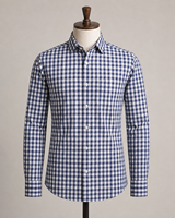 Chemise habillée homme en coton à carreaux gingham, coupe ajustée, respirante, à manches longues, boutonnée, sur mesure, qualité OEM, pour occasions formelles