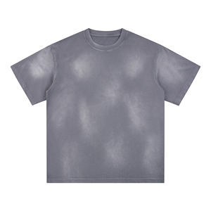 T-shirt décontracté rose délavé à l'acide pour homme, col rond, manches courtes, coupe classique, uni - Product Image 4