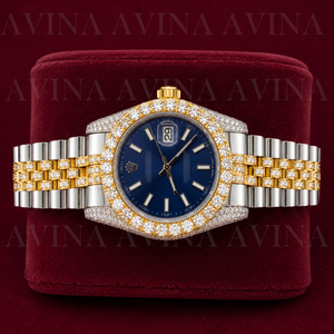 Blue Dial <b>Mechanical</b> Diamond Moissanite Luxury Hip-Hop Stainless Steel Bracelet Watch Water Resistant Date Display Bar <b>Scale</b> for - Product Image 5