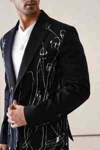 Blazer sur mesure à deux boutons, col en pointe, veste élégante, coupe ajustée, Sheridan, pour soirée, mariage, smoking, blazer sur mesure - Product Image 6