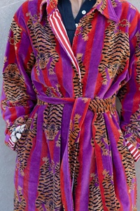 Kimono Largo con Estampado Floral para Mujer, Manga Tres Cuartos, Cuello Clásico, Suave, Ropa de Invierno, 100% Algodón, con Cordón Ajustable - Product Image 5