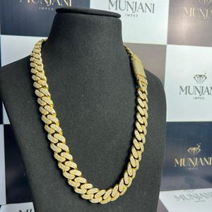Cadena de Eslabones Chapada en Oro con Incrustaciones de Moissanita Certificada IGI, Corte Brillante, Estilo Hip Hop, Plata S925, Unisex - Product Image 3