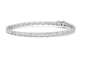 Bracelet tennis luxueux en or rose 9 carats avec diamants ovales créés en laboratoire, 6,57 CTW - Product Image 4
