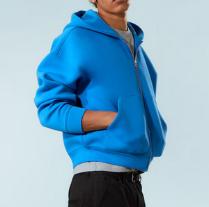 Sweat-shirts à capuche surdimensionnés personnalisés avec logo, 380 GSM, en molleton épais, fermeture éclair intégrale, pour hommes, 100% coton, fabrication OEM, modèle pull-over, parmi les plus vendus - Product Image 2