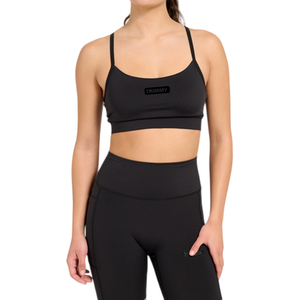 Soutien-gorge de sport TRIMMY SPORTS pour filles, simple, sans coutures, à maintien élevé, noir, pour entraînement, fitness, yoga, gym, 100 % polyester, course à pied, fermeture avant - Product Image 5