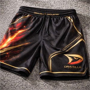 Pantalones Cortos Deportivos Personalizados de la Industria Dravelle, Ropa Deportiva Sublimada de Primera Calidad, Detalles Metálicos Dorados, Secado Rápido, Ecológicos - Product Image 1