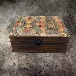 Rectangular <b>Wooden</b> Jewelry <b>Box</b> With Floral Print modern Design Single Tier <b>Storage</b> <b>Box</b> For Bedroom living room Table Top Use - Product Image 2