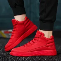 Nouvelles baskets rouges pour hommes, chaussures décontractées en cuir à tige haute, baskets streetwear hip-hop, chaussures de skateboard pour hommes, zapatillas hombre