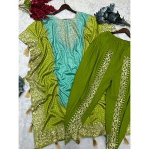 Designer <b>Kaftan</b> and Dhoti in XL Size Embroidery and Digital Print Work - Product Image 6