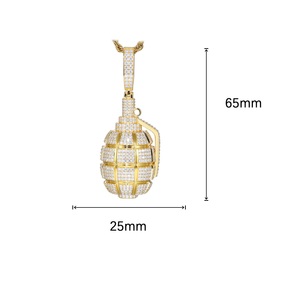 Pendentif grenade en diamant de laboratoire, style militaire glacé, en argent 925, collier pour homme, breloque de déclaration - Product Image 5