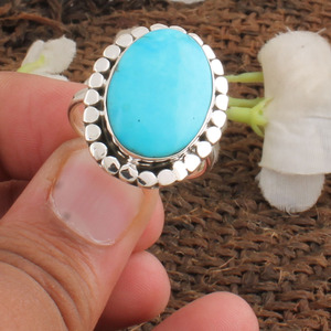 Bague de mariage en argent sterling avec turquoise naturelle, pierre bleue, vente en gros, bijoux authentiques, bague classique bohème pour femme - Product Image 4