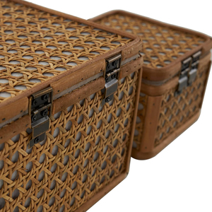 Large Rattan <b>Storage</b> Chest With Lid Wooden Frame Wicker <b>Storage</b> <b>Trunk</b> Set Handmade Decorative Organizer <b>Box</b> Home <b>Storage</b> - Product Image 4