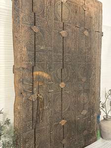 Authentique panneau de porte tribal indien du XIXe siècle, sculpté à la main en bois, Orissa, exquis, rustique, antique, pour la maison, le bureau, la salle à manger - Product Image 5