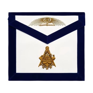 ผ้ากันเปื้อนช่างช่างฝีมือชั้นสูงสีน้ำเงิน ปักมือลายตราสัญลักษณ์พรีเมียม บริการ OEM รุ่น MAP-0091 - Product Image 1