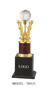 Metal Trophy Model 784 Sports Award With Glass Ball And Gold Stars Durable Design For Games And Events with wooden base - Product Image 6