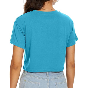 Camiseta Corta Holgada de Algodón para Mujer, Estilo Oversize con Hombros Caídos, Lisa, Casual, Streetwear, Verano, con Logotipo Personalizado - Product Image 5