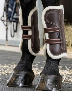 HM GLOBAL Equestrian Elite – Ensemble de protège-tendons et de protège-chevilles en cuir véritable pour chevaux, design personnalisable, protection des jambes, sangle élastique - Product Image 4