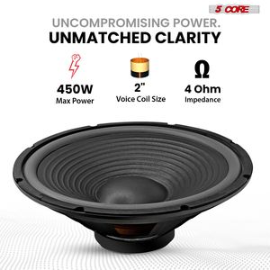 Haut-parleur de guitare professionnel 15 pouces 450W 4 ohms à faible distorsion, pièce de rechange pour ampli de guitare électrique - Product Image 3