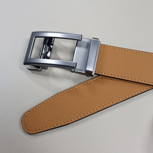 Formal Men's Genuine Cow Hide Leather Belt Solid Color Rectangular Box <b>Frame</b> Steel Buckle Durable One-Piece Molding Style - Product Image 2