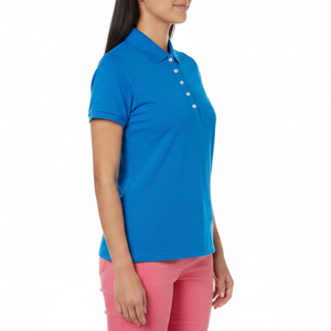 Exoro Meilleure Vente Femme Bleu 100% Coton Piqué Respirant pour Chemise Manches Courtes Solide Décontracté Longueur Régulière - Product Image 2