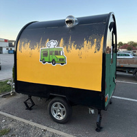 Remolque de Comida Móvil Personalizado Negro y Amarillo, Remolque de Catering Redondeado de un Solo Eje para Café, Postres, Aperitivos, Bebidas, Negocios Ambulantes