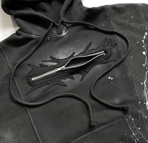 Sweat à capuche pour enfants coupe ample, épais 450 GSM, effet délavé soleil, imprimé éclaboussures de peinture, plusieurs fermetures éclair, personnalisable, collection printemps - Product Image 3