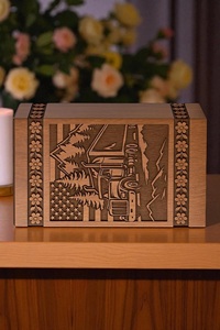 Handmade Rosewood Urn Box Truck American Flag Personalized <b>Memorial</b> <b>Gift</b>-Durable Eco-Friendly 220 Cubic Inch Wooden Cremation - Product Image 1