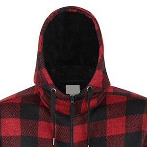<b>Men's</b> <b>Red</b> Black Solid Hooded Zip-Up <b>Sweatshirt</b> Cotton Flannel Casual Winter Wear Regular Fit Pocket Design Eco-Friendly Quick - Product Image 5
