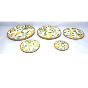 Juego de 5 tazones para servir frutos secos y dulces, utensilios de mesa para el hogar y hoteles, atractivo tazón de madera para frutas con diseño impreso. - Product Image 1