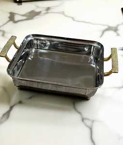 <b>Top</b> Design Glam <b>Metal</b> Serving Tray With Gold Handles Polished Finish Durable Design For Party Food Serving - Product Image 4