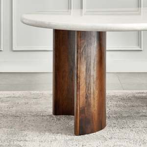Modern Oval Dining Table with <b>Marble</b> <b>Top</b> and Wood Legs Stable Home Furniture 6 Seater - Product Image 6