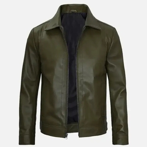 Chaqueta de Cuero para Hombre, Estilo Vintage, con Cierre, Chaqueta de Cuero Desgastado - Product Image 5