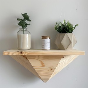 Natural <b>Pine</b> Wood Geometric Shaped Wall <b>Shelf</b> | Wholesale B2B - Product Image 4