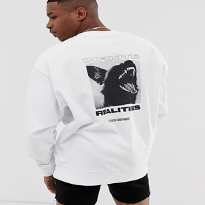 Sudadera Blanca Extra Grande para Hombre Infinite Realities, con Estampado Gráfico de Perro en la Espalda, Informal, de Punto, de Algodón, para Otoño - Product Image 4